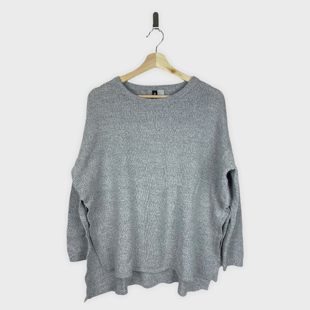 Divided Texture-Knit Stitch Grey Tunic Sweater by H&M